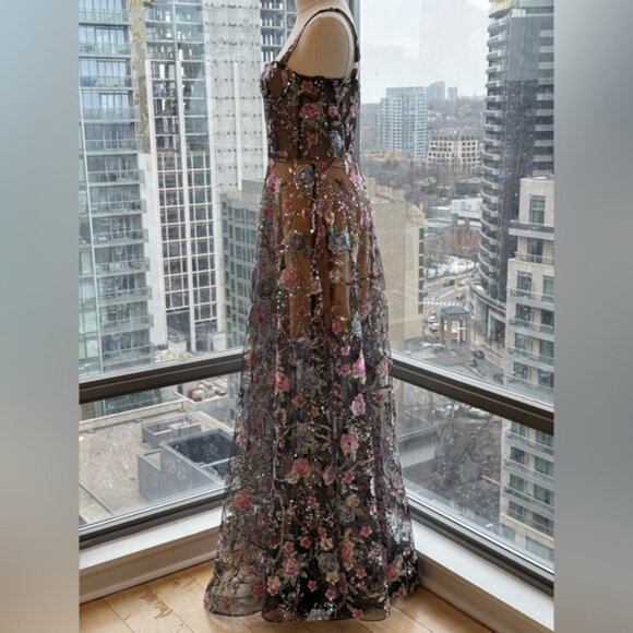 🆕 BRONX & BANCO 🧿 NWOT Midnight Embroidered Floral & Pearl Gown, Sz XS US 2 - Picture 6 of 15